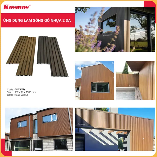 Lam 4 Sóng Gỗ Nhựa Ngoài Trời 2 Da Kosmos 2D219X26 Teak